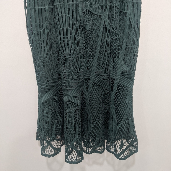 Aijek Green Love Is Embroidered Fit and Flare Lace Dress - Picture 6 of 15